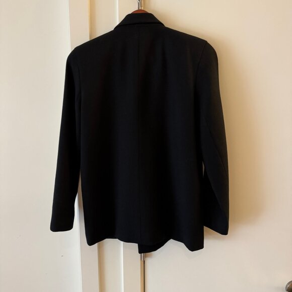 VINTAGE TALBOTS BLACK DOUBLE BREASTED BLAZER MADE IN USA 100% WOOL - Picture 4 of 10